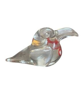 Arte Murano Icet Toucan Clear Figurine Red Accents EXTREMELY SMALL CHIP ON BEAK